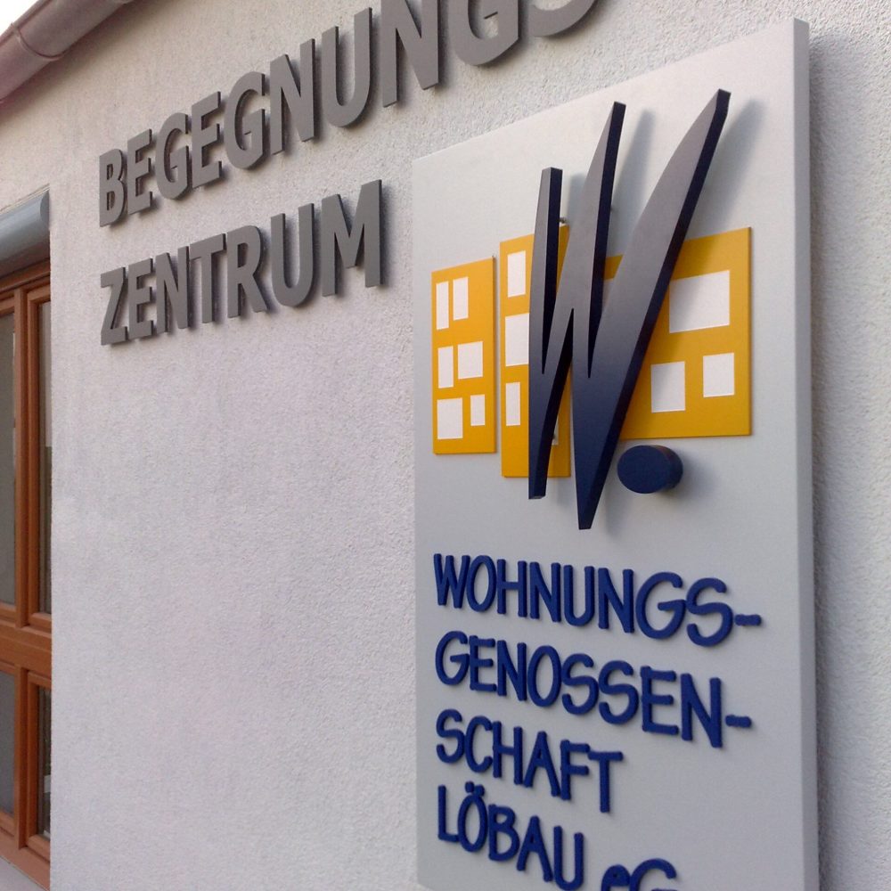 3D Leuchtkasten aus Dibond und Acryl Wohnungsgenossenschaft Löbau