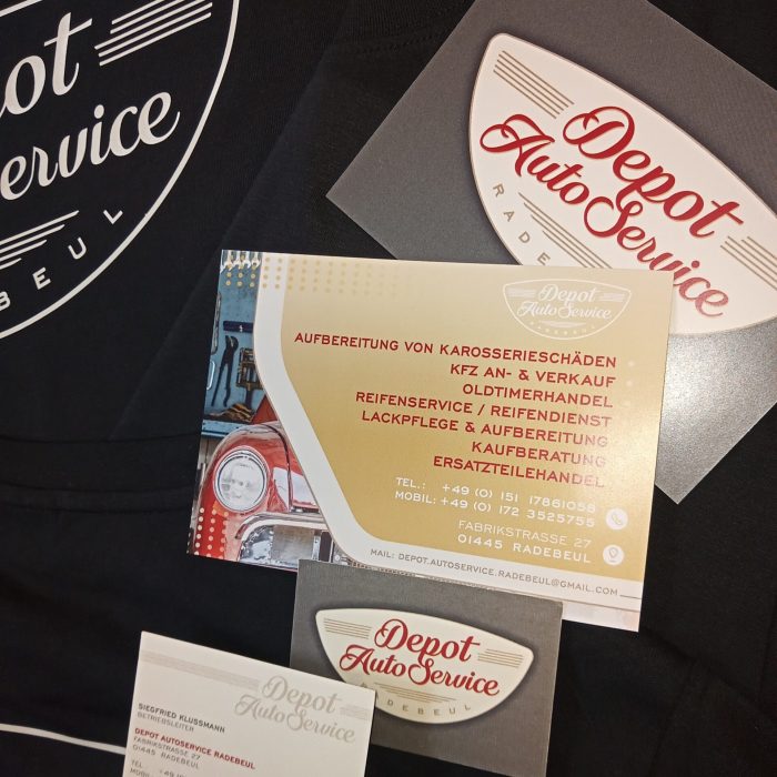 Entwurf von Logo, Flyer, Visitenkarten, Textildruck