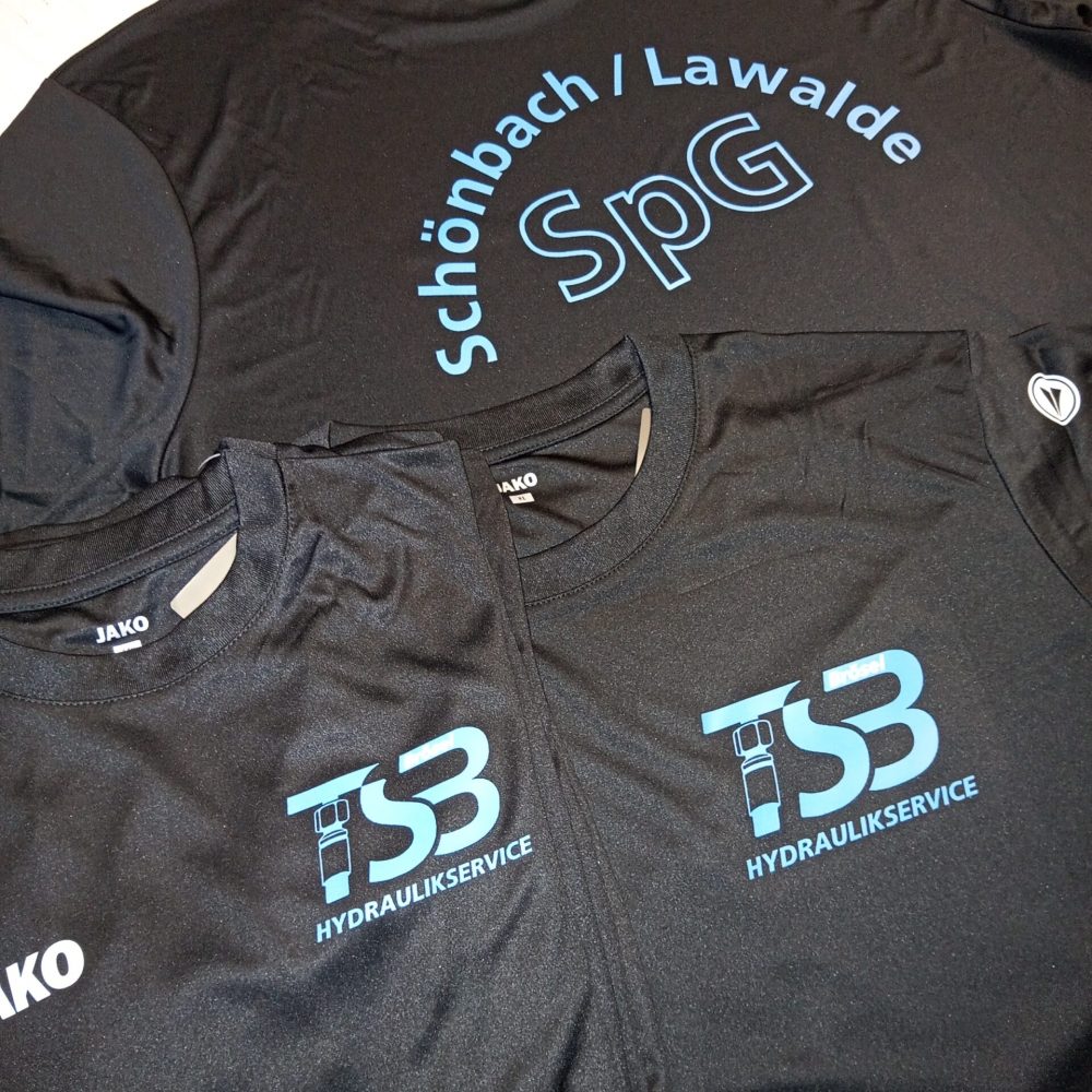 mehrfarbiger T-Shirt Druck hinten und vorne