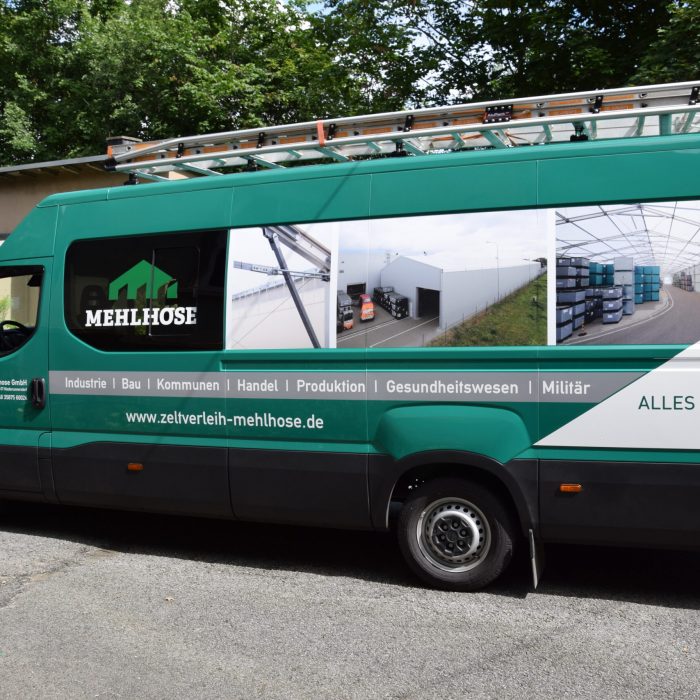 Fahrzeugbeschriftung Transporter Zeltverleih Mehlhose