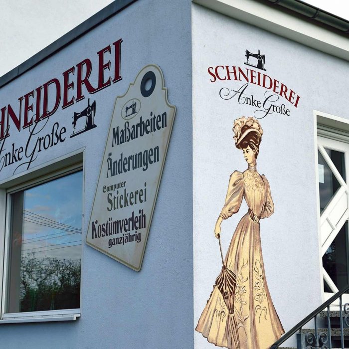 Schaufensterbeschriftung Schneiderei Anke Große